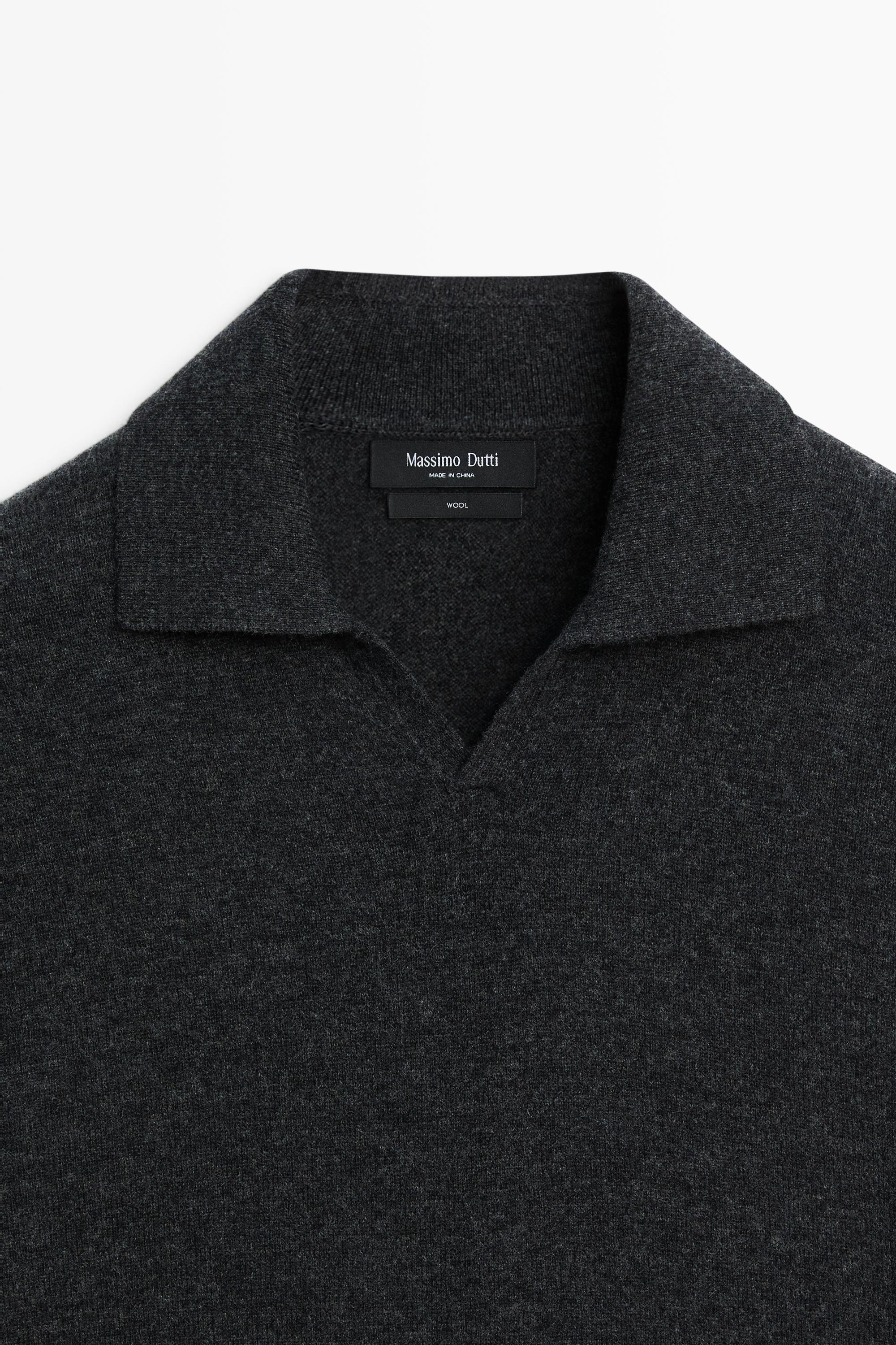 100% wool knit polo sweater