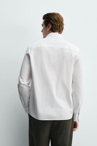 CHEMISE REGULAR FIT EFFET FROISSÉ - Blanc de Zara - Image 2
