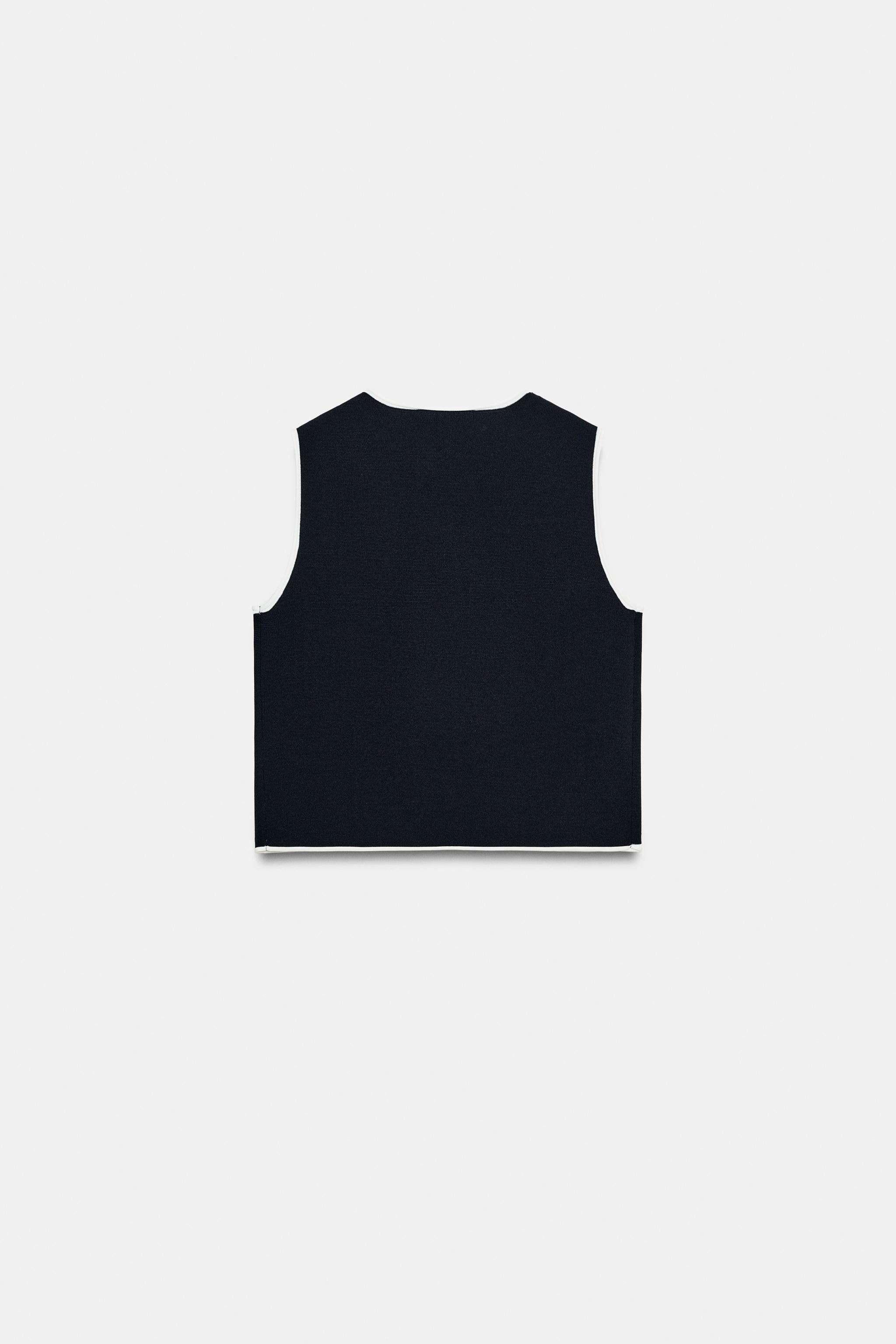CONTRAST BUTTON KNIT TOP - Navy / White | ZARA United States