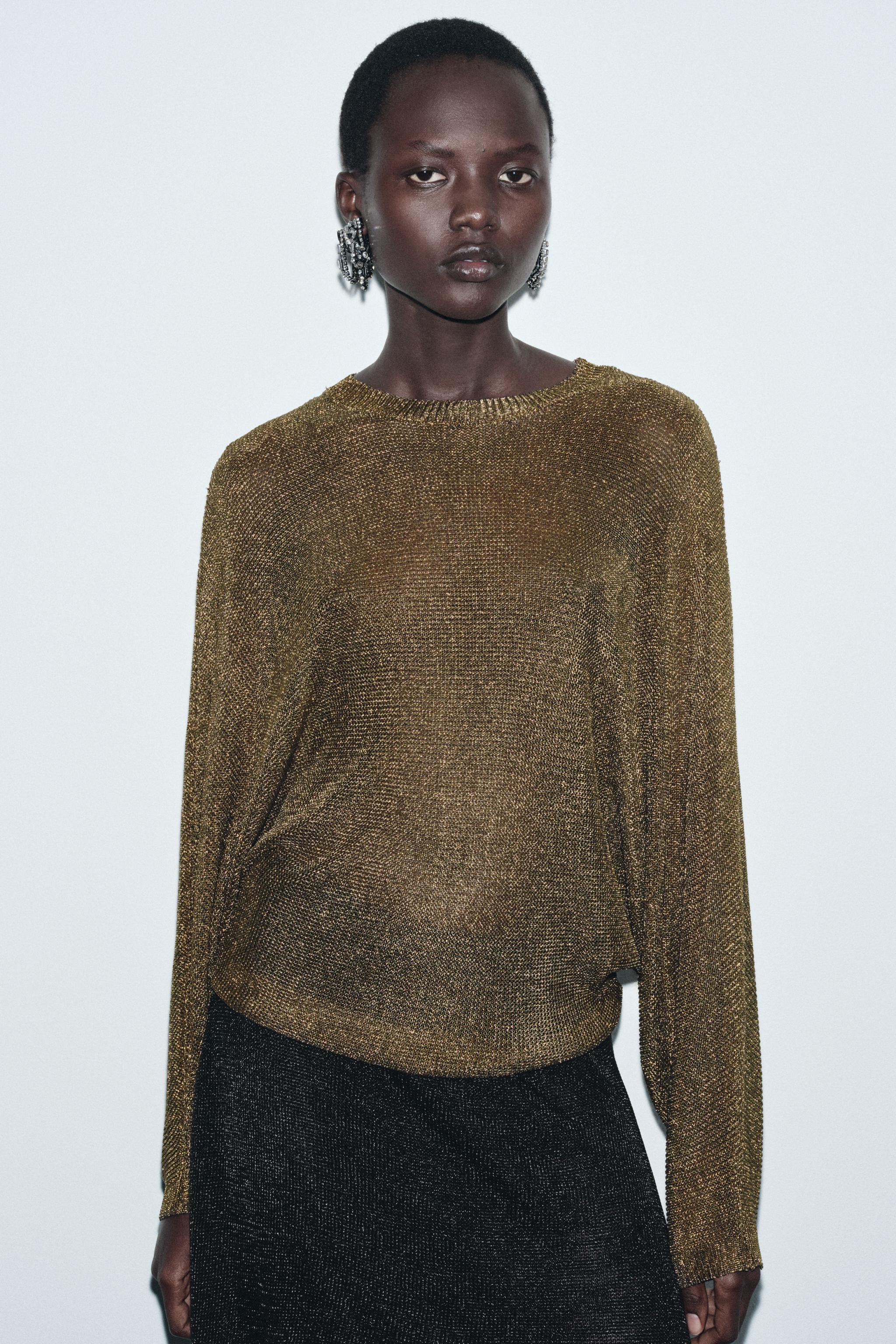 METALLIC KNIT JUMPER - Golden | ZARA United States
