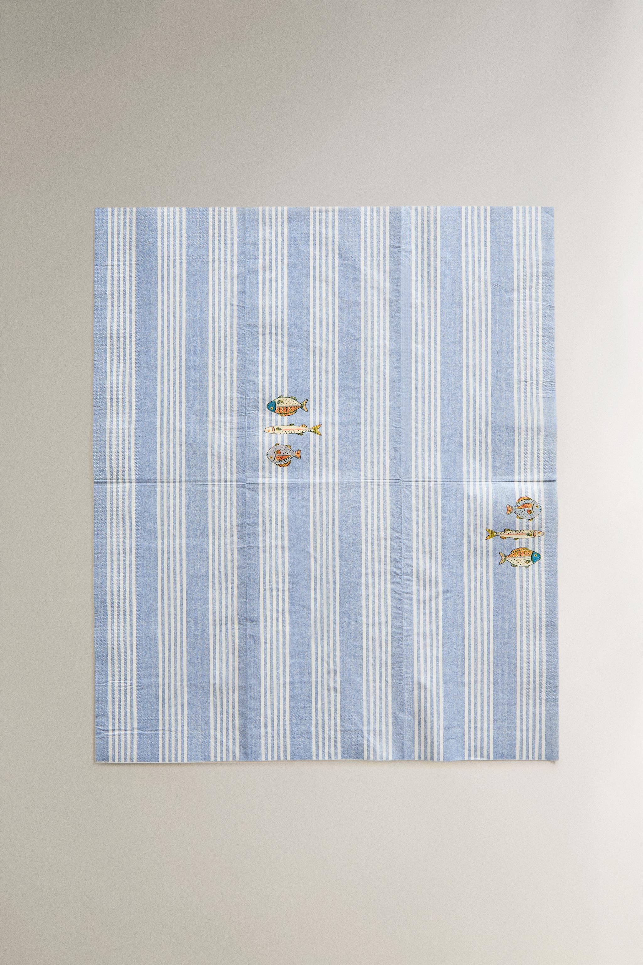 FISH PRINT PAPER NAPKINS (PACK OF 30) — Yellow (alternate view)