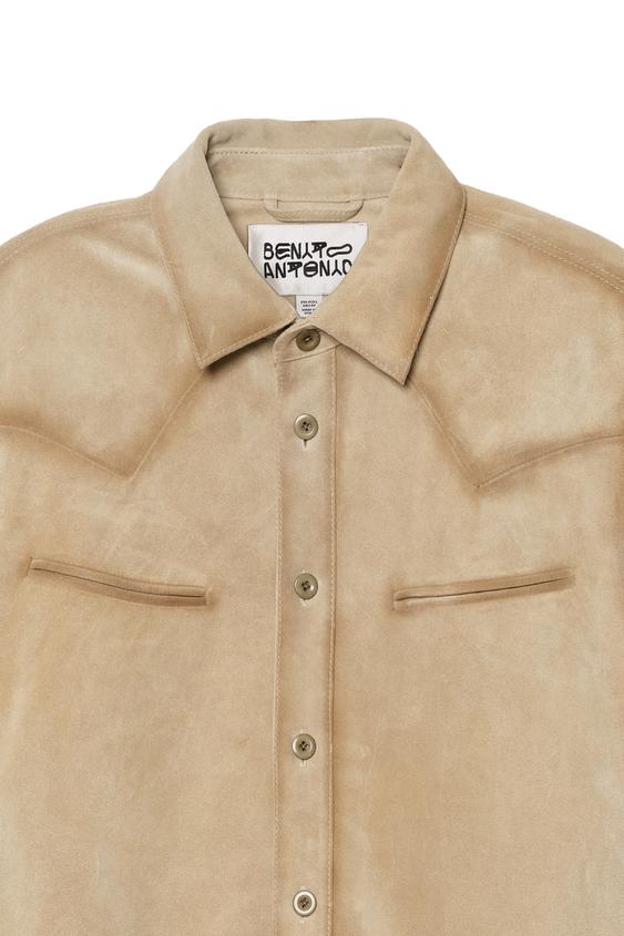 SURCHEMISE REGULAR FIT EFFET DAIM - Marron / Taupe de Zara - Image 4