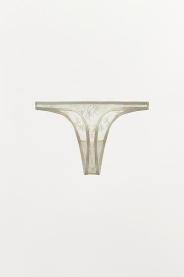 LACE THONG - Oyster-white by Zara - Image 3