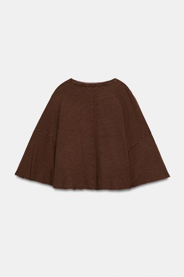 T-SHIRT CAPE EN COTON ET LIN - Marron de Zara - Image 6