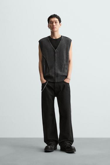 CHALECO LAVADO PUNTO - Gris Antracita de Zara - Imagen 0