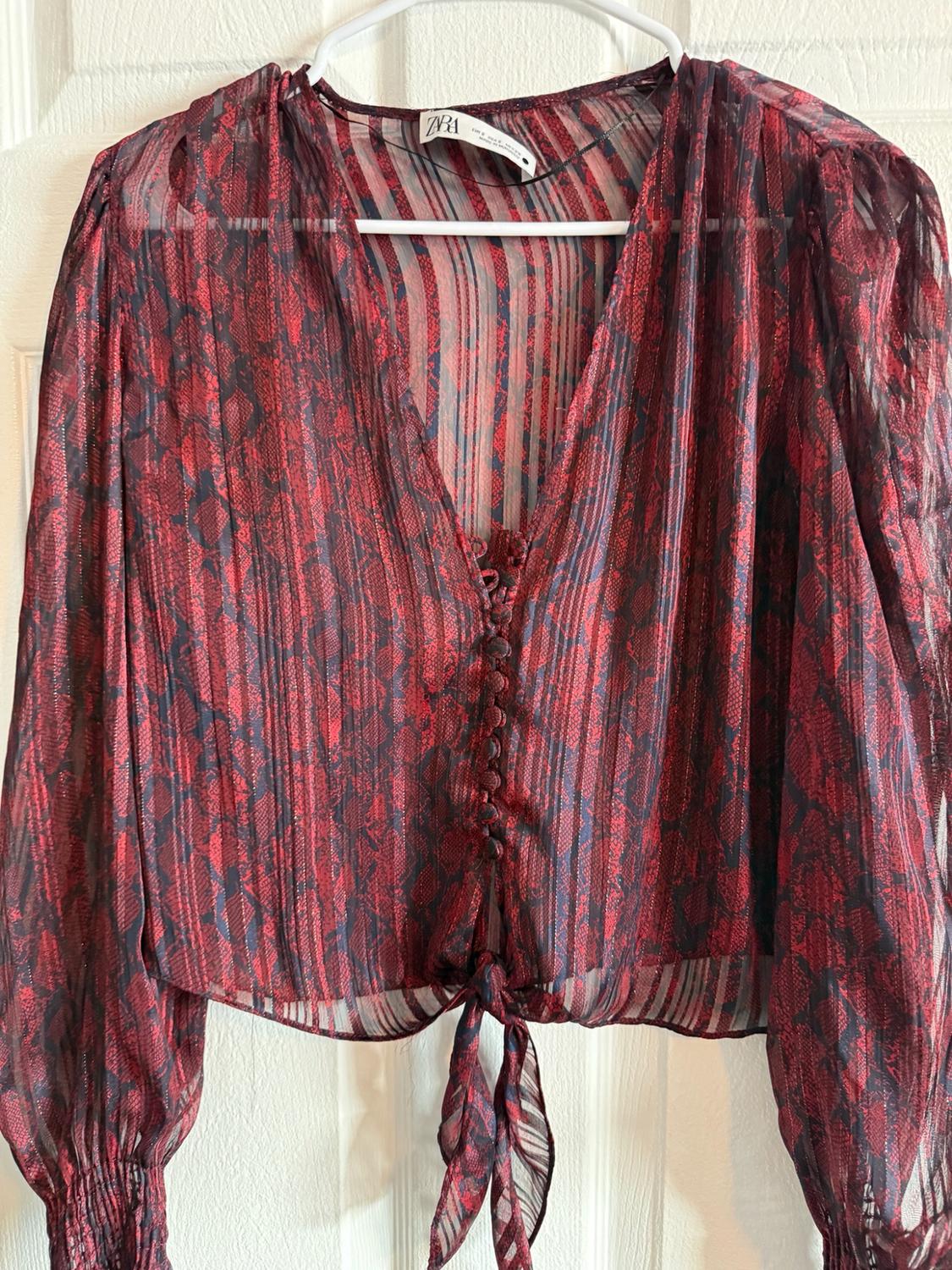 PRINTED BLOUSE WITH KNOT - Image 5