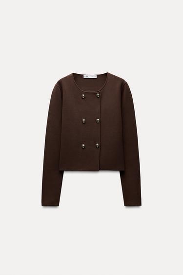 CROSSOVER KNIT CARDIGAN - Brown by Zara