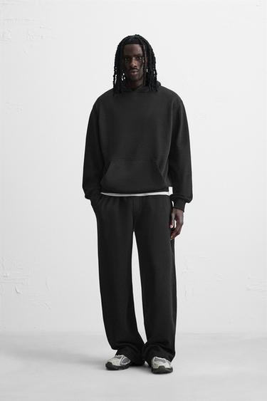 CALÇAS JOGGER DE PERNA LARGA - Preto da Zara