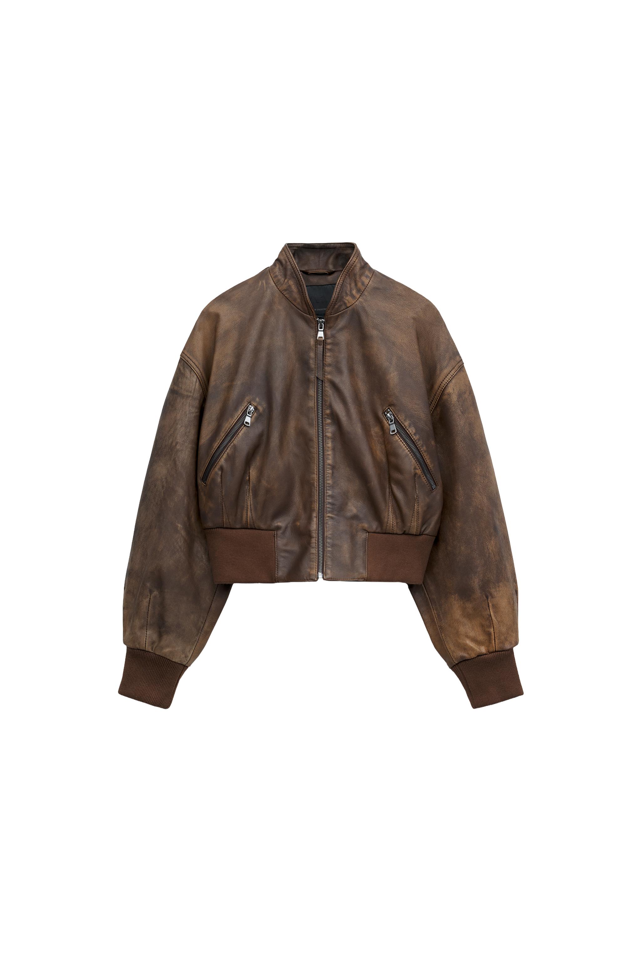 ZW COLLECTION 100% LEATHER CROPPED JACKET - Brown | ZARA United States