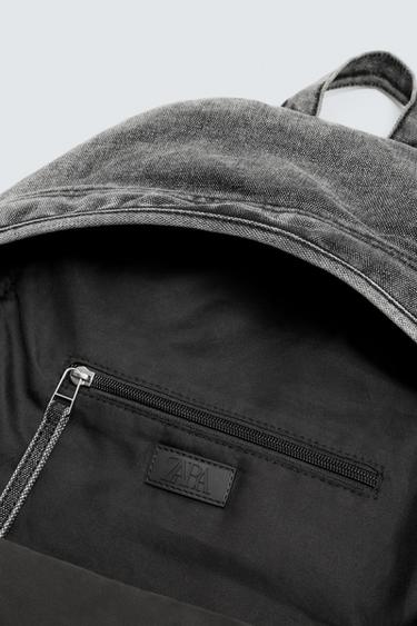 WASHED-EFFECT DENIM BACKPACK - Black by Zara - Image 5