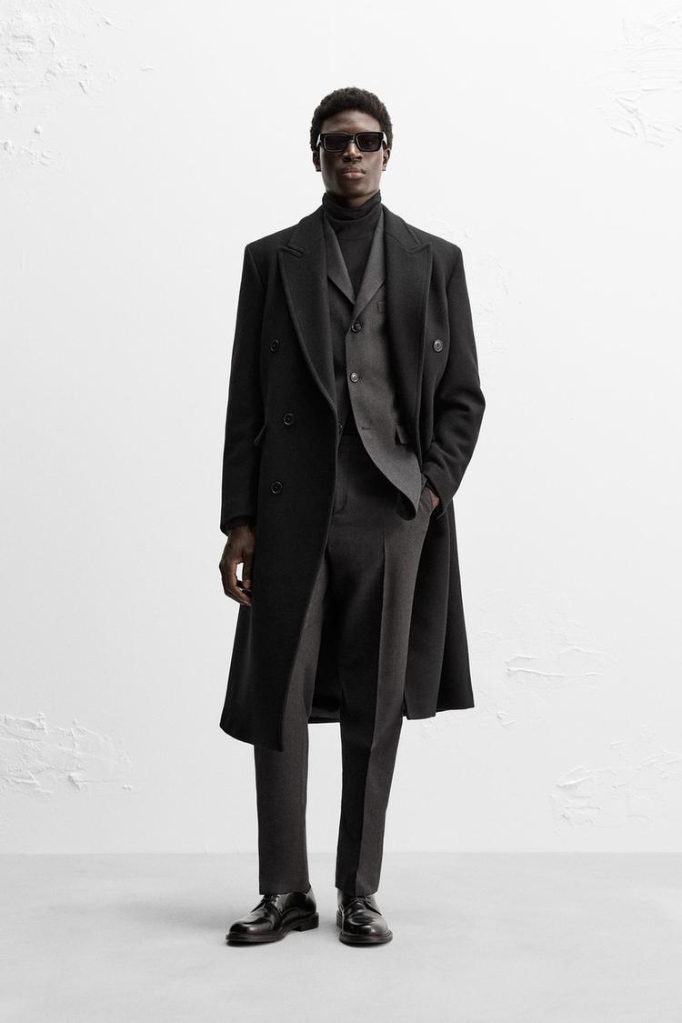 ダブルブレスト仕様ウールコート - ブラック | ZARA Japan / 日本