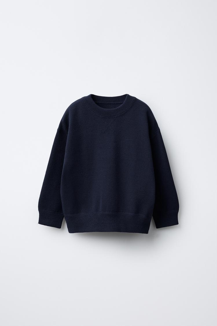 PULL EN MAILLE UNIE Bleu ZARA France
