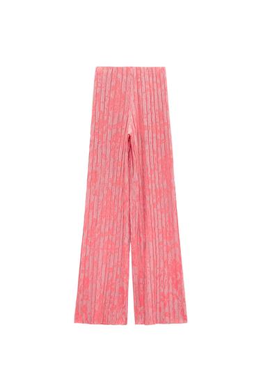 PLEATED JACQUARD TROUSERS