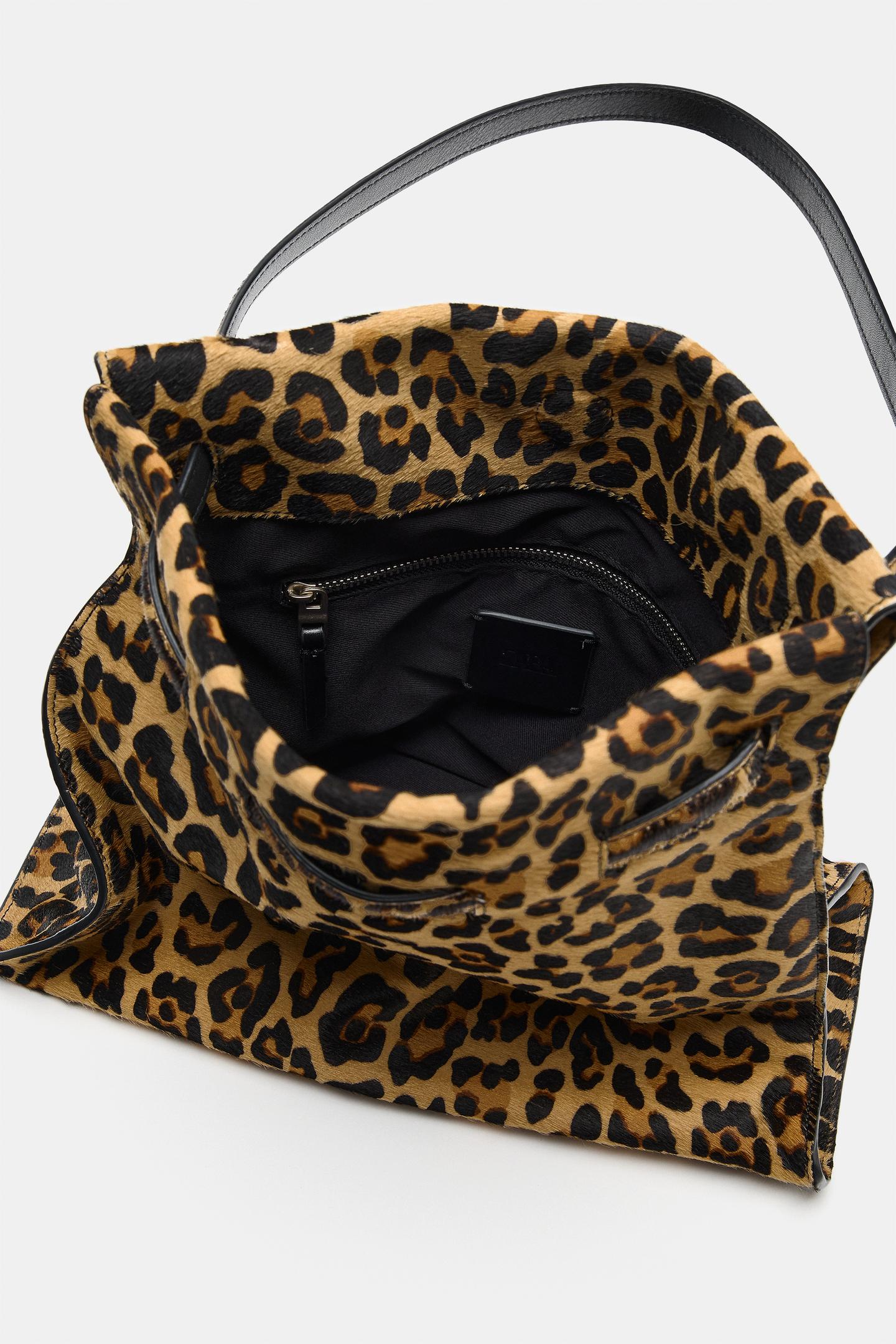 Женская сумка Zara Printed Leather Shoulder, цвет: Леопардовый — фото 7