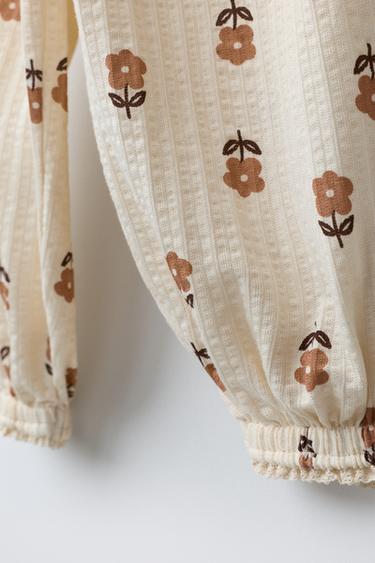 JOGGERS WITH FLORAL LACE - Ecru by Zara - Image 3