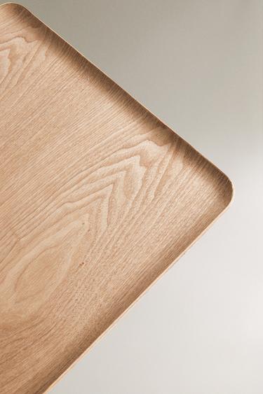 RECTANGULAR NON-SLIP WOODEN TRAY - Light beige by Zara - Image 2
