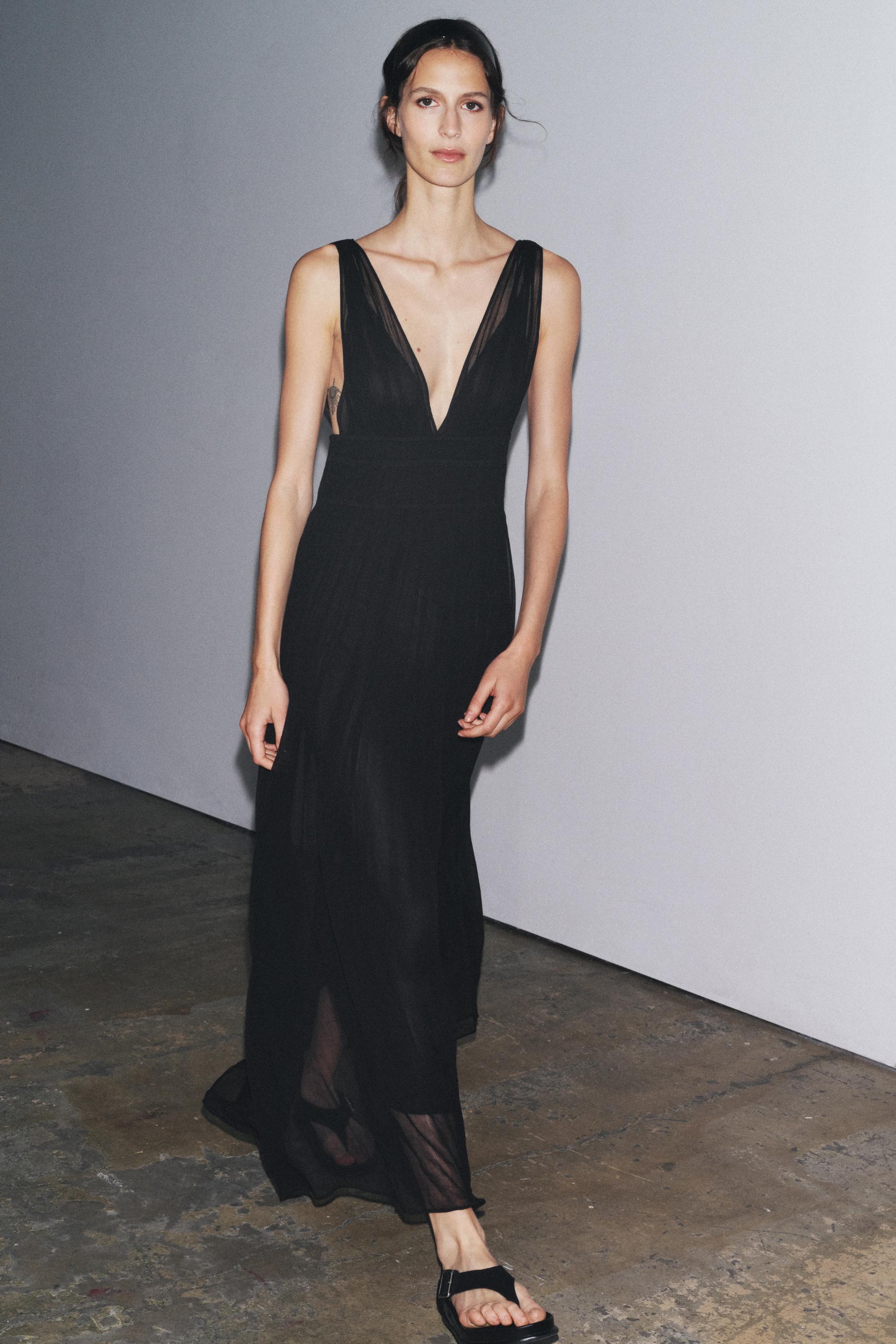 GEORGETTE DRESS WITH ELASTICATED GATHERING