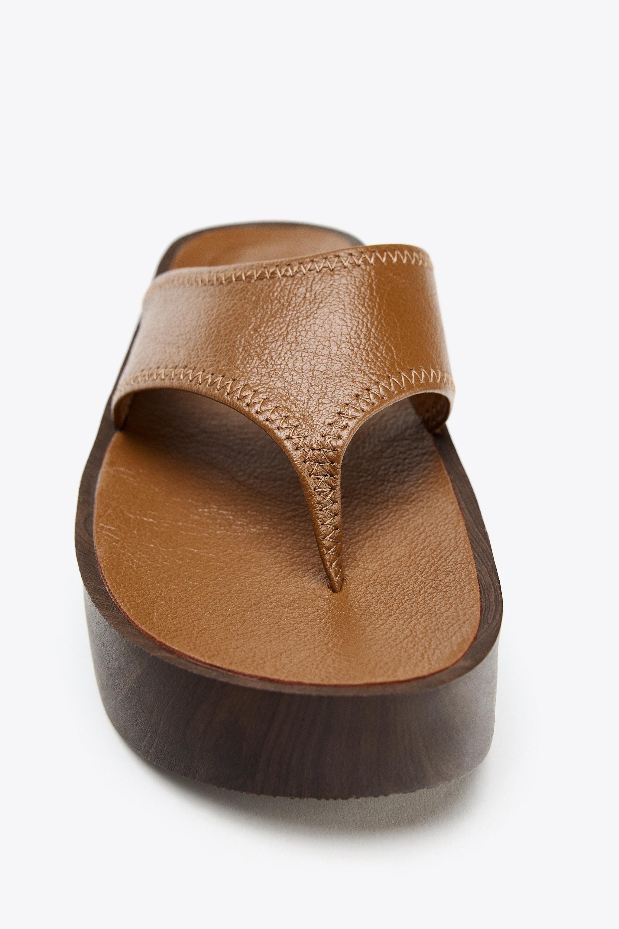 ZARA ソフトレザー プラットフォームサンダル 2631/510 フラットフォームサンダル - ブラック | ZARA Japan / 日本