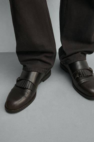 CHAUSSURES EN CUIR À DOUBLE BOUCLE - Marron de Zara - Image 2