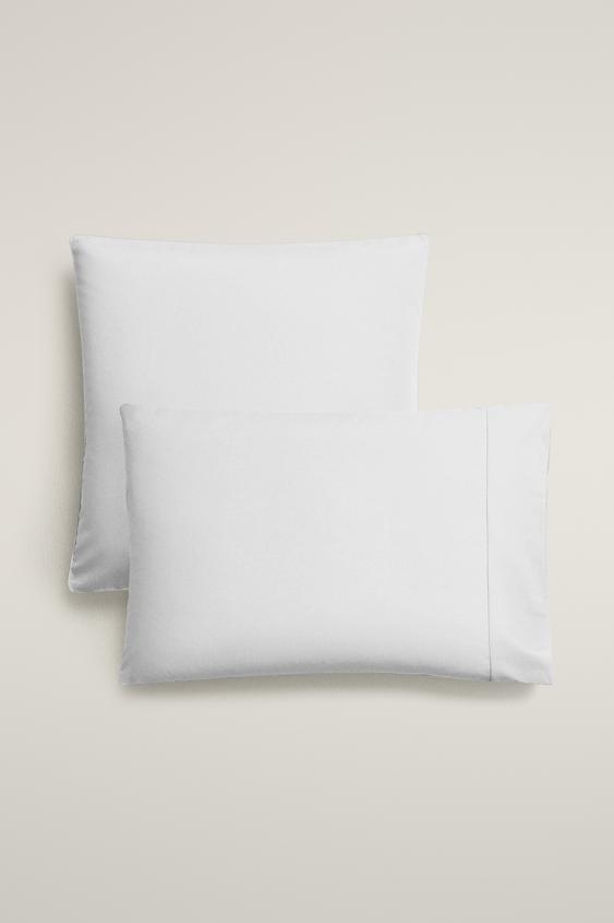 TAIE D’OREILLER EN PERCALE DE COTON (300 FILS) - Blanc de Zara - Image 0
