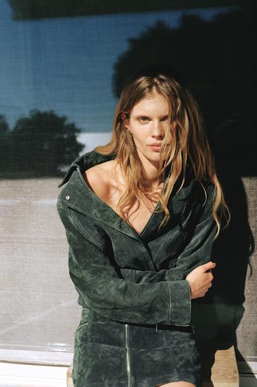 КУРТКА ИЗ 100% ЗАМШИ — ХАКИ от Zara