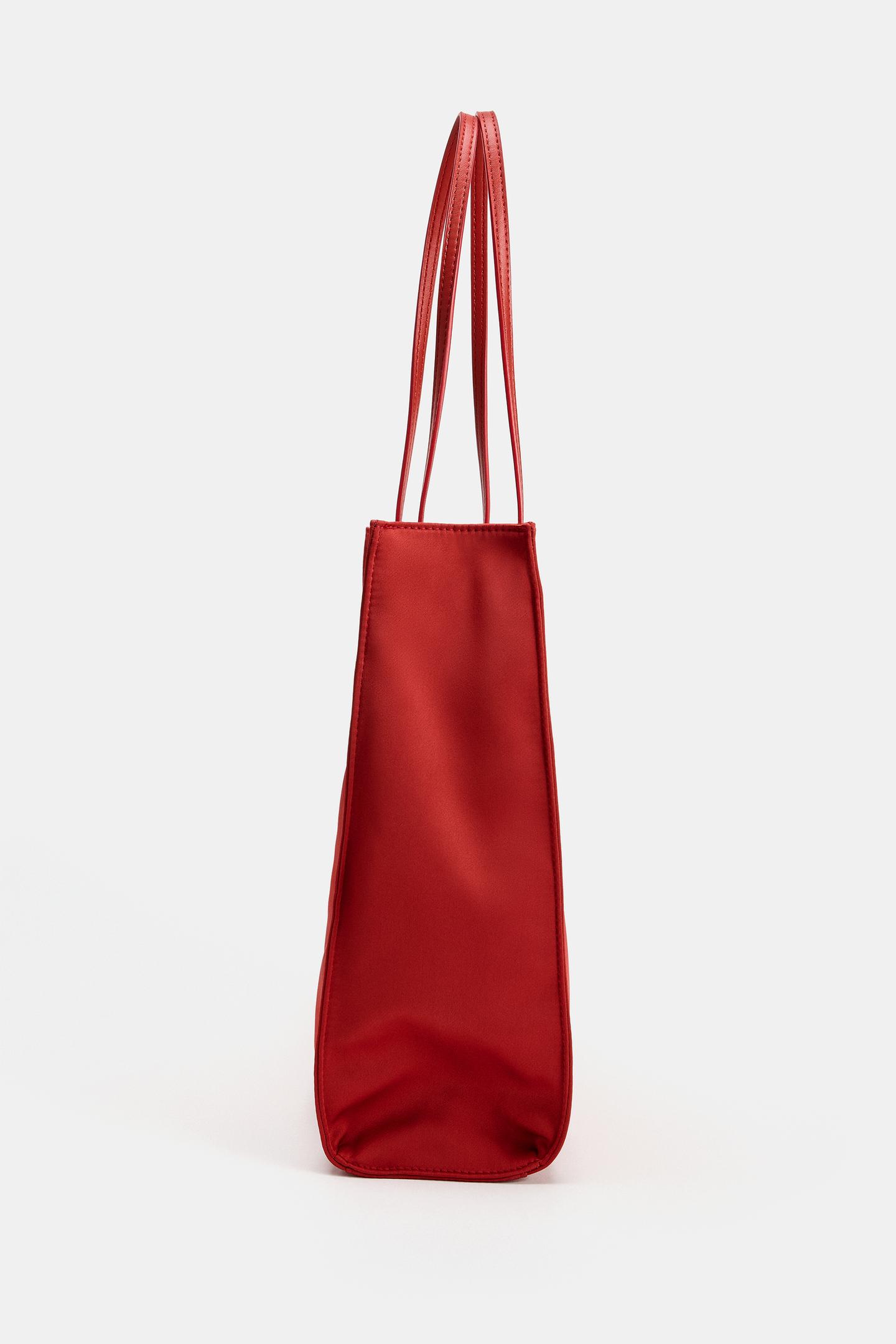 Женская сумка Zara Satin Shopper, цвет: Красный — фото 3