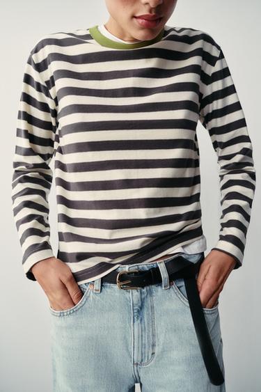 WIDE STRIPE T-SHIRT — striped 1