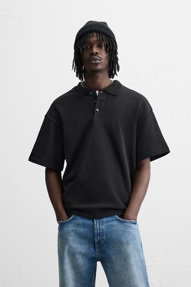 RELAXED FIT POLO SHIRT - Black by Zara