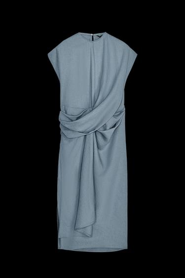 DRAPIERTES KLEID AUS LEINENMISCHGEWEBE – ZW COLLECTION - Blau von Zara - Bild 0