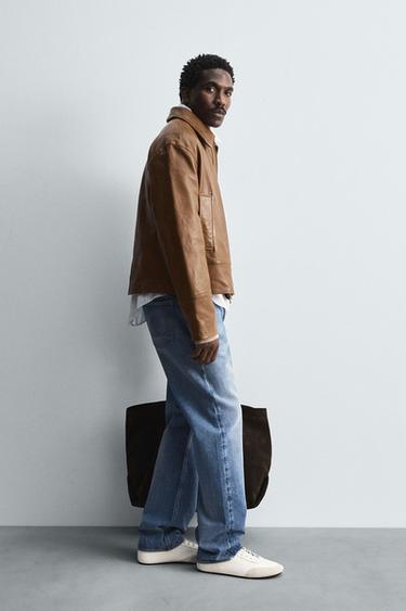 BLOUSON EN CUIR ÉDITION LIMITÉE - Marron de Zara - Image 3