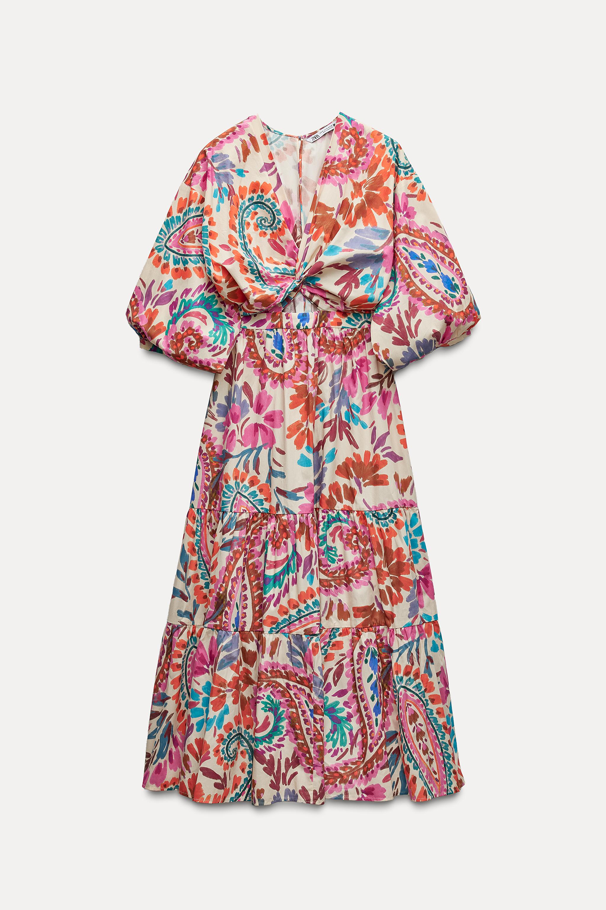 PRINTED DRESS WITH KNOT - Multicolored | ZARA United States