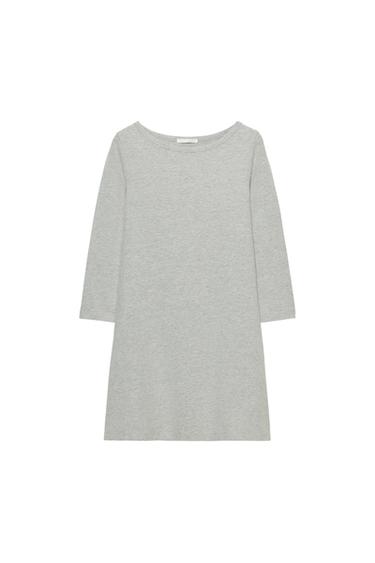 KORT KJOLE MED BÅDHALS - gråmeleret fra Zara