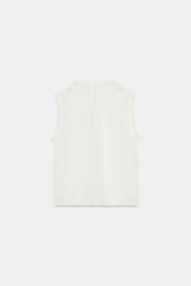 ZW COLLECTION EMBROIDERED SLEEVELESS TOP - Ecru by Zara - Image 4