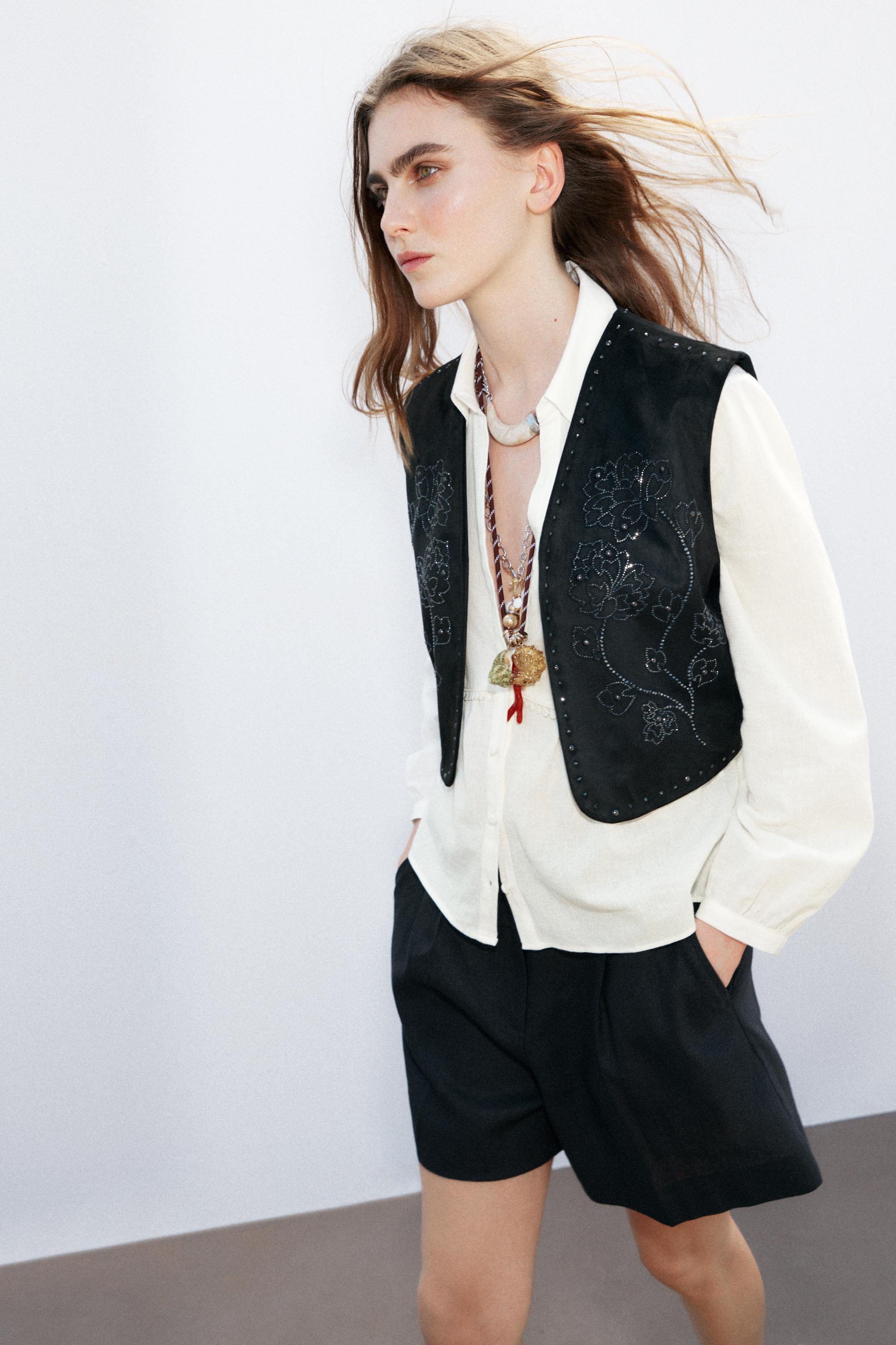 Piel Chaleco Negro Corto Mujer Zara Chaleco Corto Zara Mujer