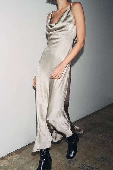 ROBE LONGUE SATINÉE ZW COLLECTION - Cave de Zara - Image 3
