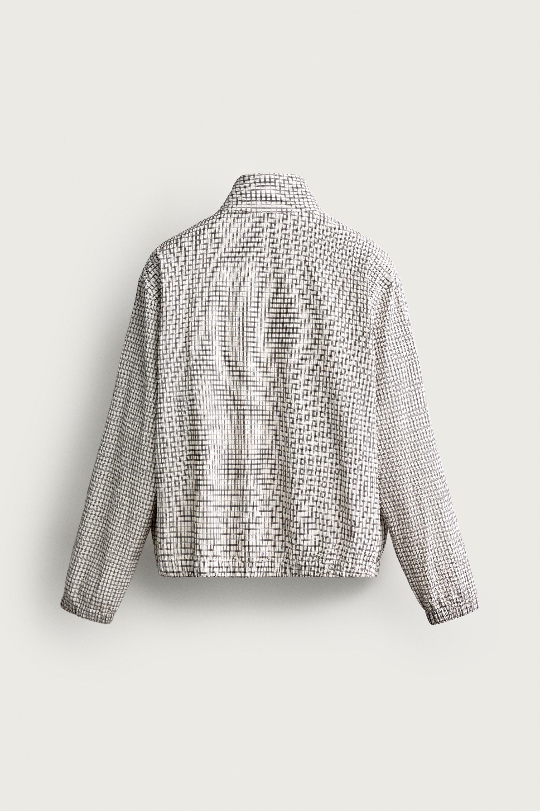 チェック柄クロップドフィットジャケット - オフホワイト | ZARA Japan