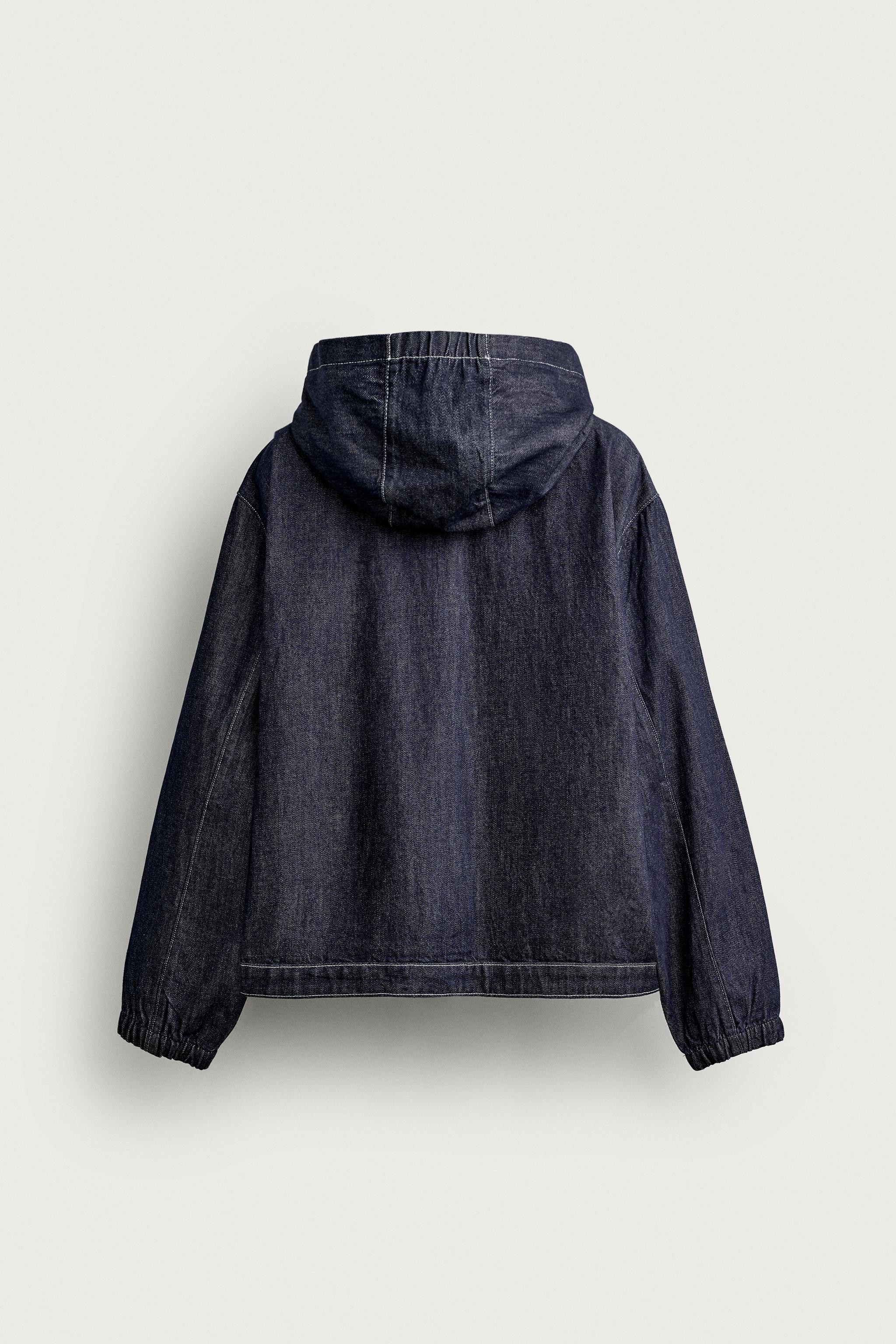 Zara RELAXED FIT KAPÜŞONLU DENIM CEKET görsel 8