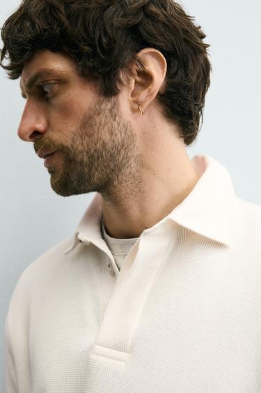 CONTRAST WAFFLE-KNIT RUGBY POLO SHIRT - Light beige by Zara - Image 5
