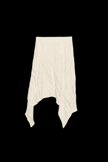 ZW COLLECTION ASYMMETRIC PLEATED SKIRT - Ecru by Zara