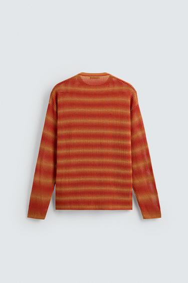 PULL AJOURÉ À RAYURES - Orange de Zara - Image 8
