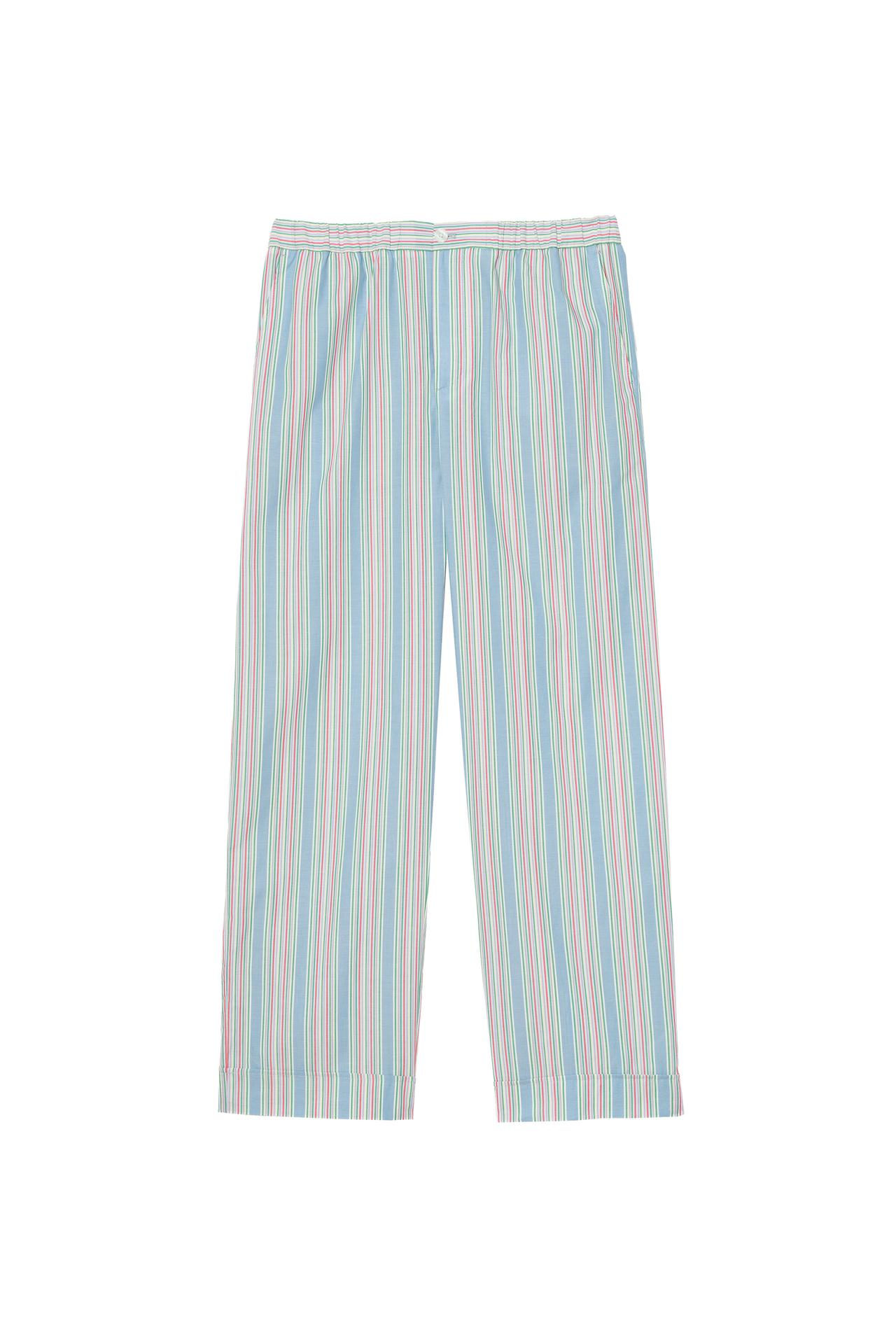 JACQUARD STRIPED RELAXED FIT PANTS — Light blue