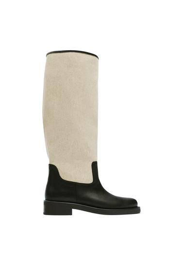 COMBINED LEATHER BOOTS