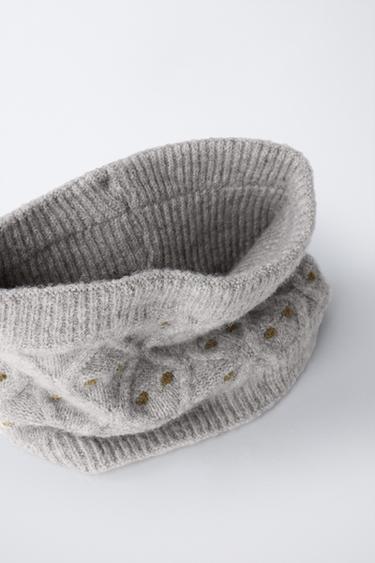 CACHE-COL EN MAILLE À POIS - Sable | ZARA France