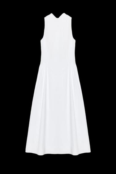 Zara OPEN BACK MIDI DRESS - White