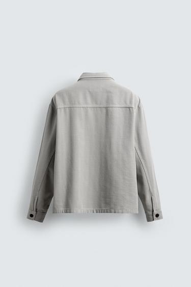 SURCHEMISE COUPE CARREE À CHEVRONS - Gris de Zara - Image 7