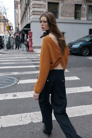 PANTALON LARGE TAILLE HAUTE - rayures de Zara - Image 7