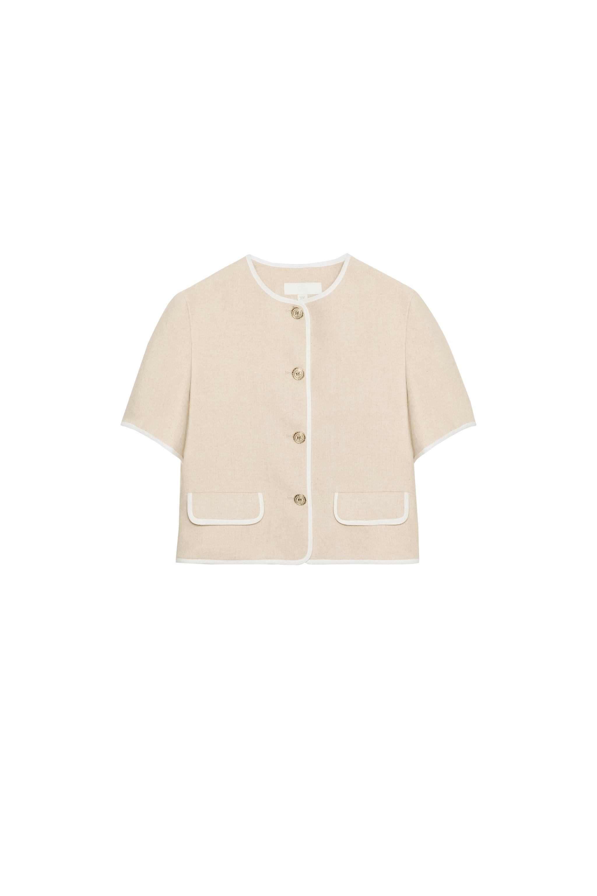 SHORT SLEEVE CONTRAST TRIM BLAZER