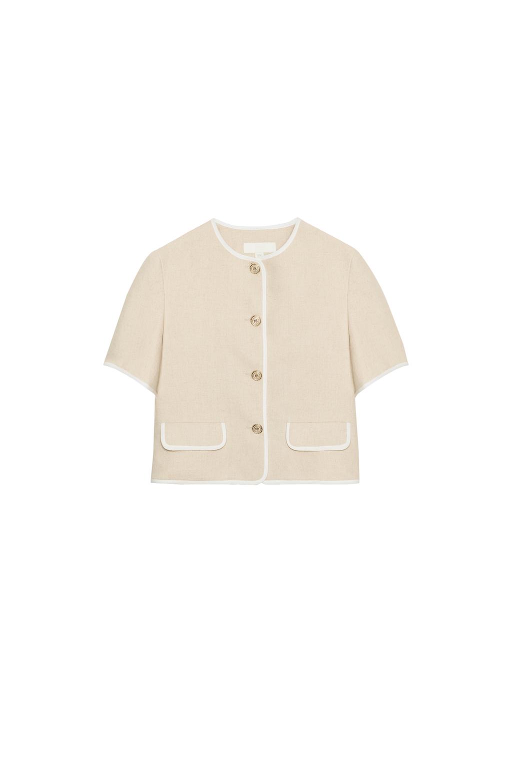 SHORT SLEEVE CONTRAST TRIM BLAZER - image 3