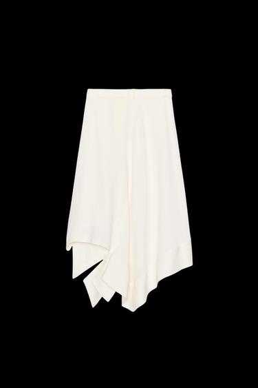 ASYMMETRISCHER LEINENROCK, ZW COLLECTION - Cremefarben von Zara