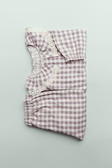 3-6 YEARS/ GINGHAM PYJAMAS - Mauve by Zara